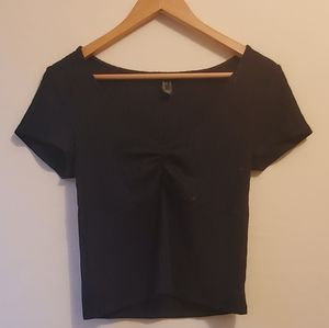 Black Forever 21 V-Neck Top, L, NWOT